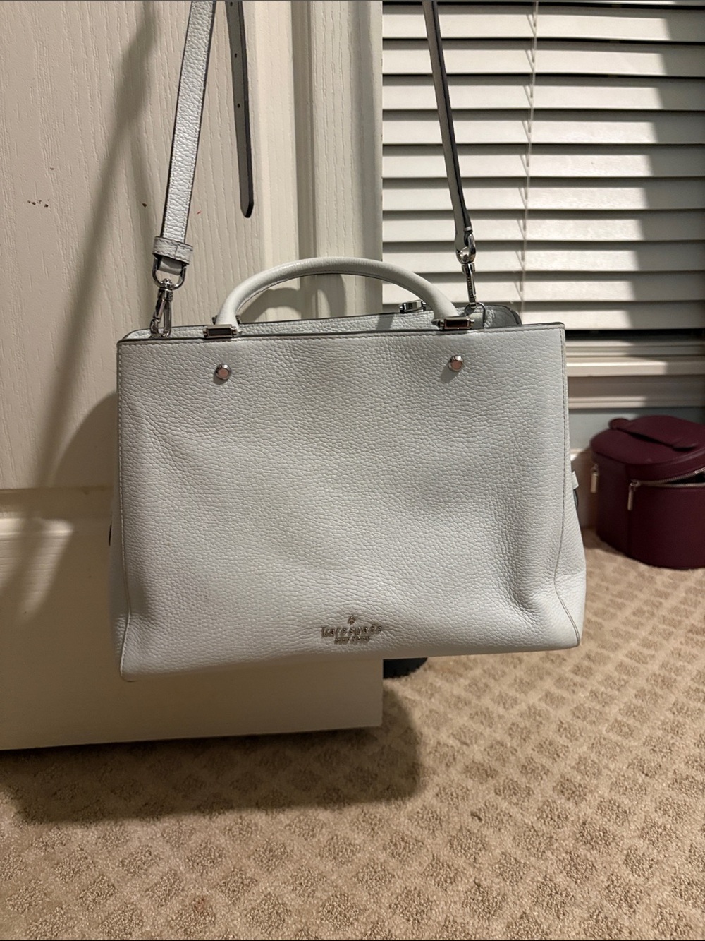 kate spade White Pebbled Leather Top-Handle Satchel